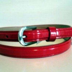 Slim Red Patent Belt Small